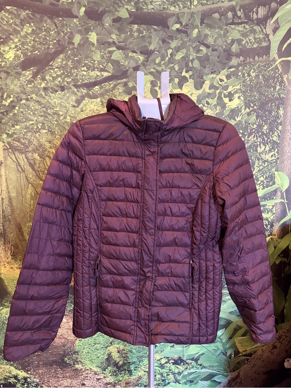 32 Degrees Plum Quilted Hooded Puffer Jacket